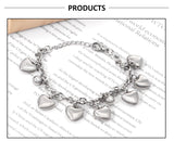 Stainless Steel Silver Color Heart Shape Charm Bracelets Bangles for Women - Beads Bracelet Popular Jewellery - The Jewellery Supermarket
