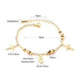 Virgin Mary Pendants Stainless Steel Beaded Charm Bracelets Bangles - Gold Colour Link Chains Jewellery - The Jewellery Supermarket