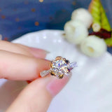 Fashion Flower Style Lovely Moissanite Diamond Rings for Women Jewellery Engagement 925 Silver Gold Plated Ring - The Jewellery Supermarket