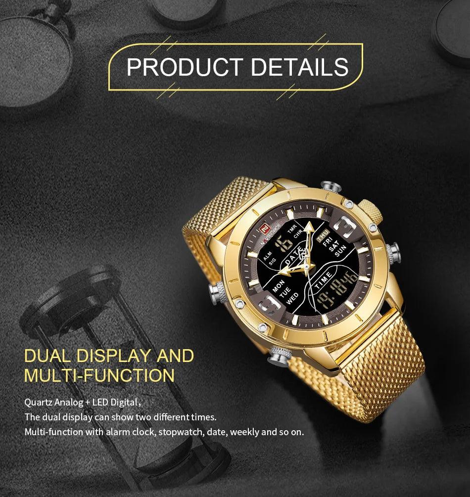 New Top Luxury Brand Military Sport Quartz Wrist Watches - Stainless Steel LED Digital Mens Watches - The Jewellery Supermarket