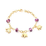 Cute Elephant Purple Color Charming Crystal 20cm Cuban Link Chains Popular Bracelets
