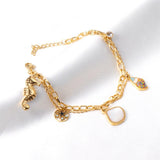 Popular Stainless Steel Shell Charm Bracelets for Women - Gold Colour Layer Link Chains Bracelets