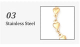 Heart Shaped Charm Bracelet Heart Fashion Jewellery Stainless Steel Love Gold Colour with Extension Chain - The Jewellery Supermarket