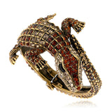 New Fashion Antique Golden Plated Full 4 Colors Rhinestones Animal Style Vintage Crocodile Bangle Bracelets Jewellery - The Jewellery Supermarket