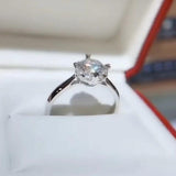 Popular 1 ct Moissanite Diamond Solitaire Silver Engagement Wedding Gemstone Jewellery Rings for Women - The Jewellery Supermarket