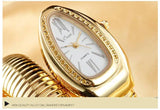 High Quality Fashion Snake Luxury Gold Quartz Winding Bangle Watches with Crystals for Women - Ideal Gift for Ladies