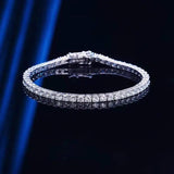 Iced Out Moissanite Diamonds Tennis Bracelet for Women, Silver Lab Diamond Link Chain Bracelet Hip Hop Fine Jewellery