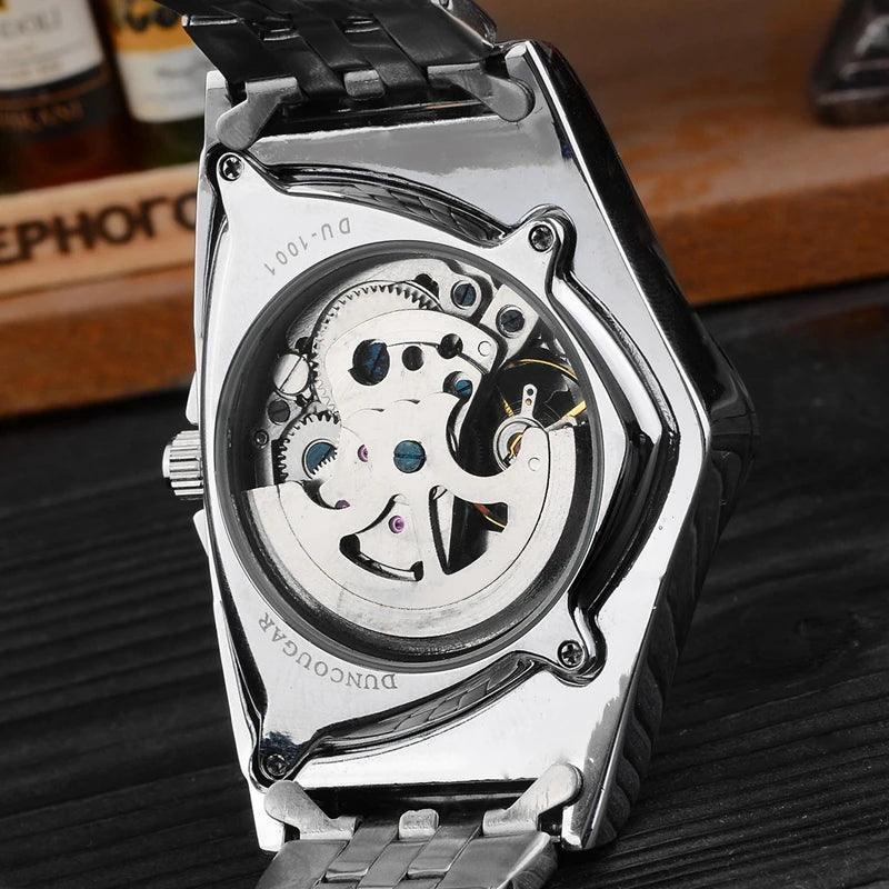 New Fashion Brand Hollow Triangular Mechanical Hipster Watches - Stainless Steel Men's Wristwatches - The Jewellery Supermarket