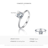 Silver Classic Sparkling Square AAAA Simulated Diamond Ring For Women - Wedding Engagement Fine Jewellery - The Jewellery Supermarket