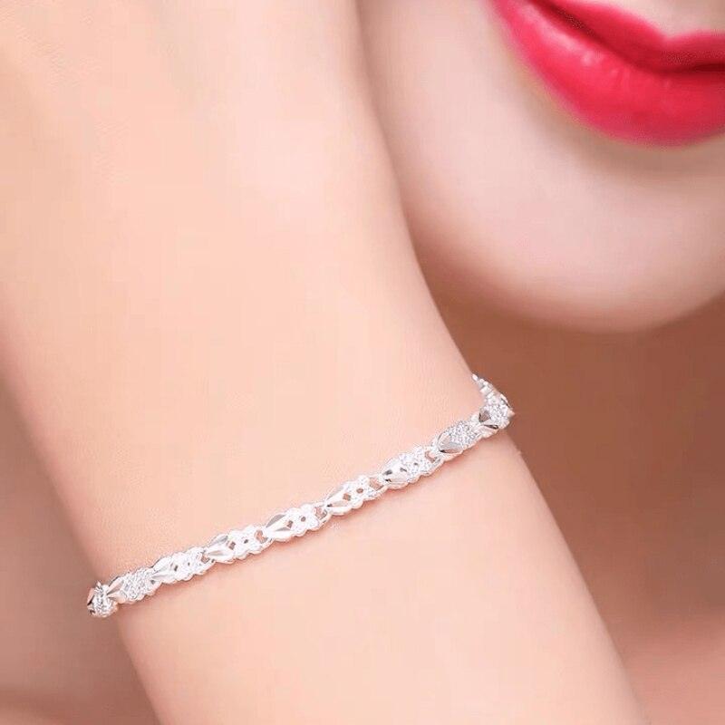 Fine Charming 925 Sterling silver Heart Lucky Clover Bracelets For women - Pretty Fashion Jewellery Gifts - The Jewellery Supermarket