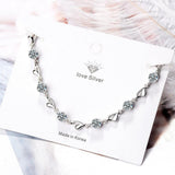 Cute Charm Bracelets For Women - Aquamarine 925 Sterling Silver Heart Bracelets Party Anniversary Jewellery - The Jewellery Supermarket