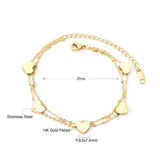 Double Link Chains Heart Charm Bracelets Bangles - Stainless Steel Women Bracelets Popular Jewellery - The Jewellery Supermarket