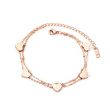 Double Link Chains Heart Charm Bracelets Bangles - Stainless Steel Women Bracelets Popular Jewellery