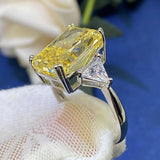 Sparkling Silver Created Citrine Lab Diamond Gemstone Big Rings for Women - Wedding Engagement Fine Jewellery - The Jewellery Supermarket
