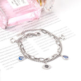 Stainless Steel Blue Evil Eye Crystal Pendants Charm Bracelets - Cuban Link Chain Bracelet Fashion Jewellery - The Jewellery Supermarket