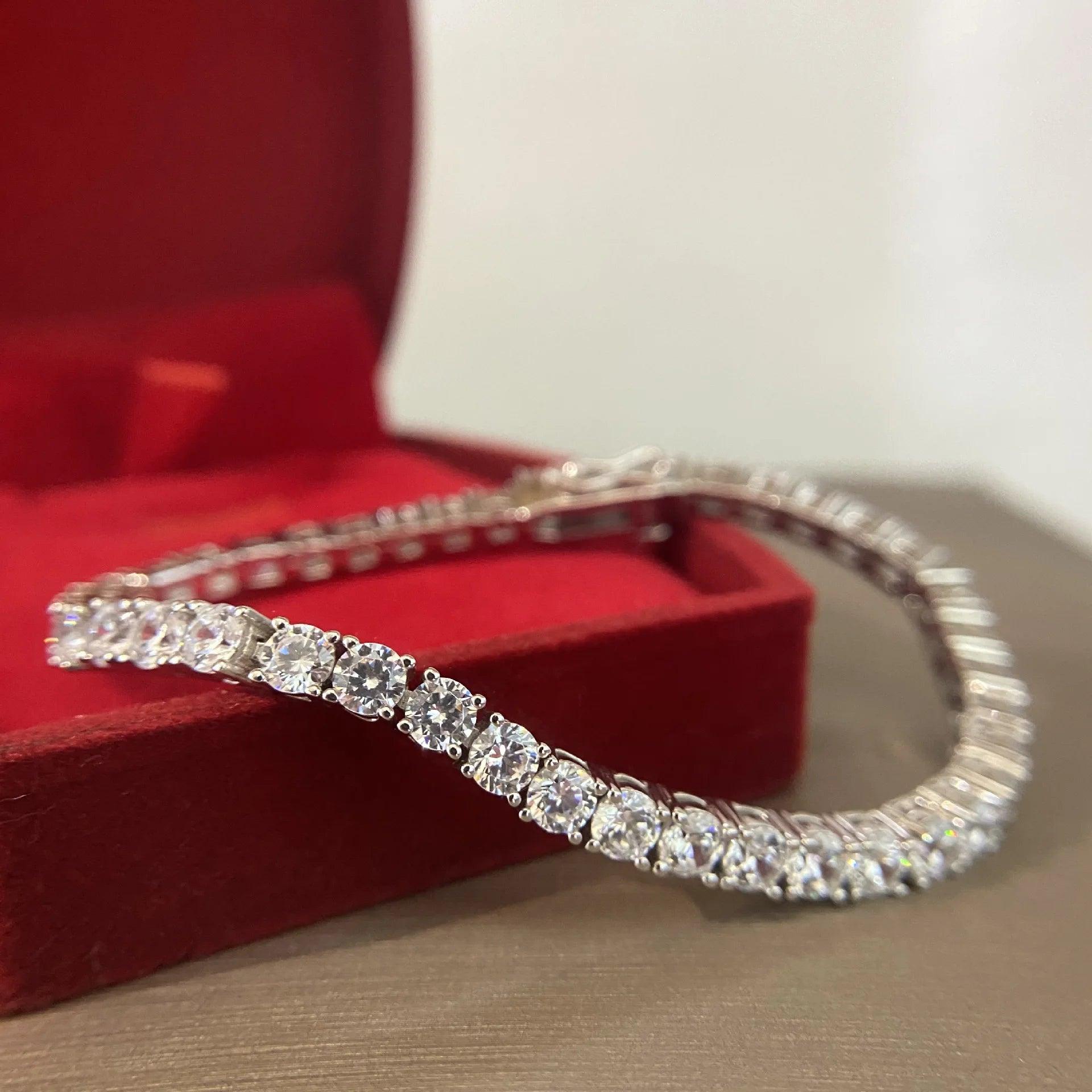 Fabulous Sterling Silver 3MM VVS1 Charming Moissanite Diamonds Tennis Bracelets - Wedding Party Diamond Jewellery - The Jewellery Supermarket