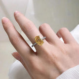 Terrific Silver Oval Yellow AAAAA High Carbon Diamond Radiant Big Rings For Women - Sparkling Fine Jewellery - The Jewellery Supermarket