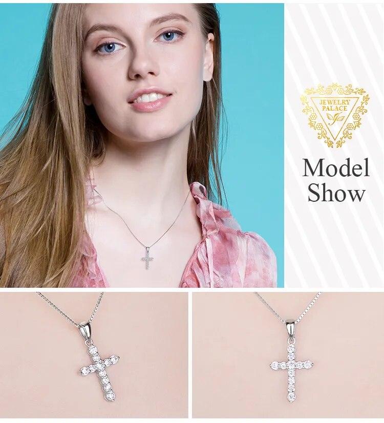 Cross Sideway Yellow Gold Rose Gold Plated Silver AAA+ Cubic Zirconia Pendant Necklace - Religious Jewellery - The Jewellery Supermarket