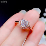 Heart Design Sparkling Moissanite Diamond Gemstone Rings for Women, Silver Engagement Wedding Fine Jewellery Rings - The Jewellery Supermarket
