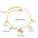 Cute Style Gold Colour Mushroom Flower Pendants Beaded Chains Charm Bracelets - Stainless Steel link Chain - The Jewellery Supermarket