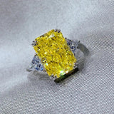 Luxury Radiant Cut Lab Created Aquamarine Citrine Gemstone - Silver 925 Wedding Party Jewellery Rings