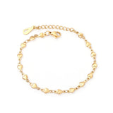 Heart Shaped Charm Bracelet Heart Fashion Jewellery Stainless Steel Love Gold Colour with Extension Chain - The Jewellery Supermarket