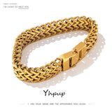 New Stainless Steel Cuban Link Chain Unisex Bracelet Bangle - 18K Plated Gold Heavy Metal Fashion Jewellery - The Jewellery Supermarket