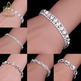 New Luxury Rhinestone Crystal Bracelets & Bangles for Women - Silver Plated Bridal Bracelets Fashion Jewellery