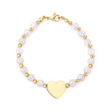 White Heart Crystal Charm Bracelets For Women - Stainless Steel Bracelets Bangles Jewellery for Women