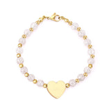 White Heart Crystal Charm Bracelets For Women - Stainless Steel Bracelets Bangles Jewellery for Women - The Jewellery Supermarket