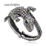 New Fashion Antique Golden Plated Full 4 Colors Rhinestones Animal Style Vintage Crocodile Bangle Bracelets Jewellery - The Jewellery Supermarket