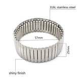 New Stainless Steel Fashion Jewellery Bangle Bracelets - Casual Women Silver Colour Wide Elastic Bracelets - The Jewellery Supermarket