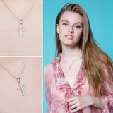Cross Sideway Yellow Gold Rose Gold Plated Silver AAA+ Cubic Zirconia Pendant Necklace - Religious Jewellery - The Jewellery Supermarket