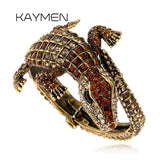 New Fashion Antique Golden Plated Full 4 Colors Rhinestones Animal Style Vintage Crocodile Bangle Bracelets Jewellery - The Jewellery Supermarket