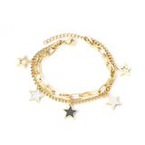 Popular Choice Shell Charm Bracelets For Women - Gold Colour Stainless Steel Star Shape Double Link Chain Bracelets 