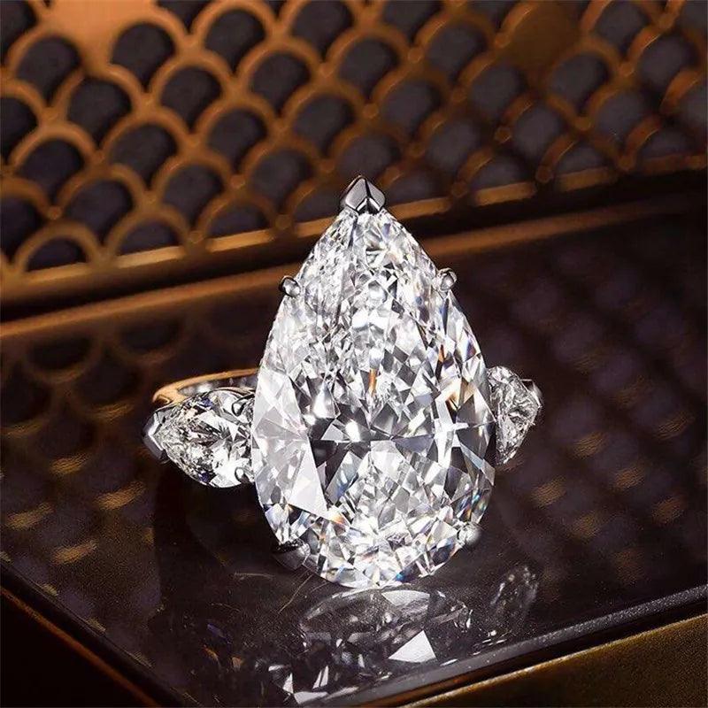 Radiant 2ct AAAAA High Carbon Diamond Big Rings - Silver Jewellery Luxury Engagement Wedding Party Jewellery - The Jewellery Supermarket