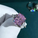 Luxury Silver 3EX Cushion Cut 5CT VVS Created Lab Diamond Big Rings. Wedding Engagement Fine Jewellery - The Jewellery Supermarket