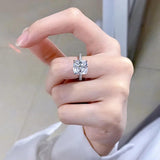 Wonderful Cushion Cut Lab Created AAAAA Diamond Silver Party Wedding Engagement Jewellery Big Rings for Women - The Jewellery Supermarket