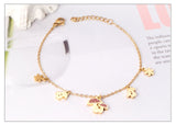 Cute Style Gold Colour Mushroom Flower Pendants Beaded Chains Charm Bracelets - Stainless Steel link Chain - The Jewellery Supermarket