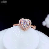 Heart Design Sparkling Moissanite Diamond Gemstone Rings for Women, Silver Engagement Wedding Fine Jewellery Rings