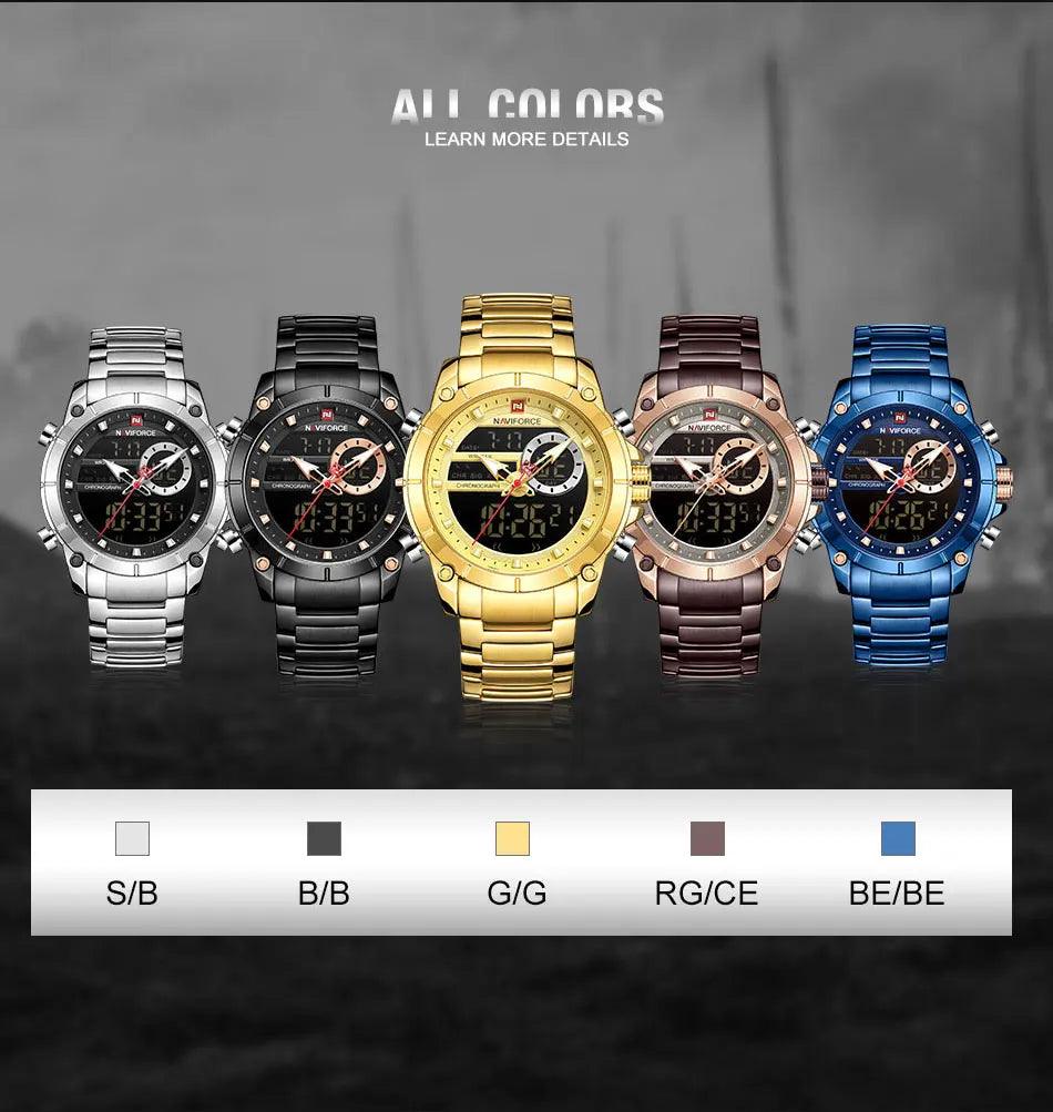 Popular Luxury Brand Gold Quartz Led Waterproof Military Mens Sport Watches - Ideal Presents - The Jewellery Supermarket