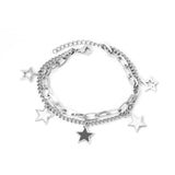 Popular Choice Shell Charm Bracelets For Women - Gold Colour Stainless Steel Star Shape Double Link Chain Bracelets  - The Jewellery Supermarket