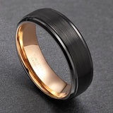 New Black & Rose Gold Colour 8mm Tungsten Carbide Wedding Rings Vintage Men Women Jewellery - The Jewellery Supermarket