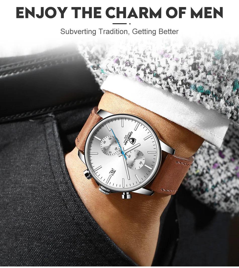 Top Luxury Brand Sport Quartz New Men’s Watches - Chronograph Waterproof Leather Date Wristwatches - The Jewellery Supermarket