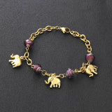 Cute Elephant Purple Color Charming Crystal 20cm Cuban Link Chains Popular Bracelets - The Jewellery Supermarket