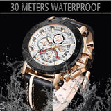 New Top Brand Fashion Sport Leather Watches - Luxury Date Waterproof Quartz Chronograph Mens Watches - The Jewellery Supermarket