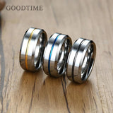 New Trendy Fashion Blue/Gold/Black Band Engagement Wedding Tungsten Carbide Rings For Men - Jewellery Gifts For Men - The Jewellery Supermarket