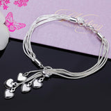 925 Sterling Silver Charm Bracelet Hook Five Heart -  Silver Charm Bracelets for Women High Quality Fine Jewellery - The Jewellery Supermarket