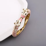 New Arrived Women's Gold Plated Cuff Bangle Statement Braelet Animal Style with Enamel Colorful Horse Bracelet Double Colors - The Jewellery Supermarket