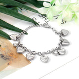 Stainless Steel Silver Color Heart Shape Charm Bracelets Bangles for Women - Beads Bracelet Popular Jewellery
